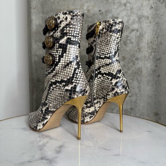 BALMAIN Alma Snake-Effect Leather Ankle Boots - Picture 10 of 17